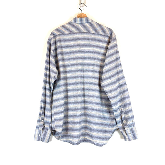 Billy Reid Mens Tuscumbia Linen Long Sleeve Button Up Shirt XL Striped Preppy - Picture 5 of 7